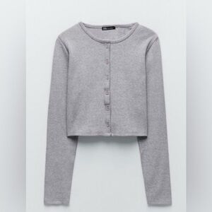 Light Gray Cropped Cardigan